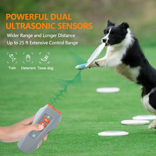 CILIENG Anti Bell Gerät für Hunde, Ultraschall Anti Bell Gerät Bellenstopper Hund mit 3 Frequenzstufen, Wiederaufladbar Anti-Hundebellgerät Sicher für Kleine Mittel Große Hunde(Grau)