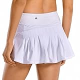 Meichoon Tennisröcke für Damen, integrierte Shorts, halbhohe Golf-Skorts mit Taschen, plissierter Minirock, weiß, S