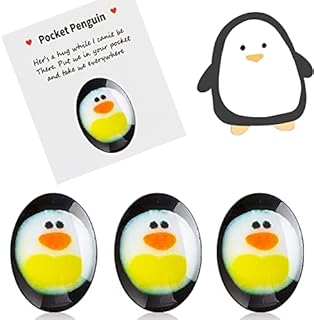 3 Pack Pocket Penguin Hug with Greeting Card, Mini Cute a Little Pocket Penguin Hug Decoration, Glass Penguin Keepsake Ornament, Special Encourage Pocket Toy Gift to Family, Friends, Strangers
