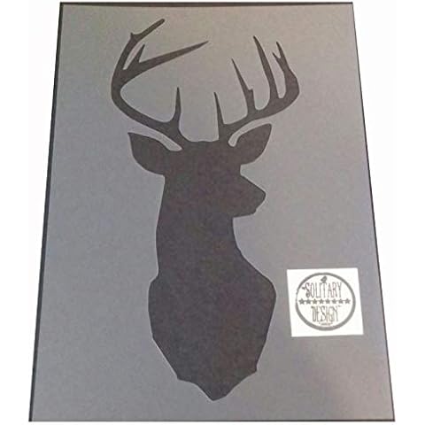 Solitarydesign Shabby Chic Stencil Stag Deer Head Rustic Mylar Vintage style A4 297x210mm wall art Cover