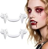 2Pcs Halloween Vampire Teeth, Retractable Vampire Fangs for Kids Adult, Halloween Fake Fangs, Accessories for Vampire Costume Cosplay Party（C）