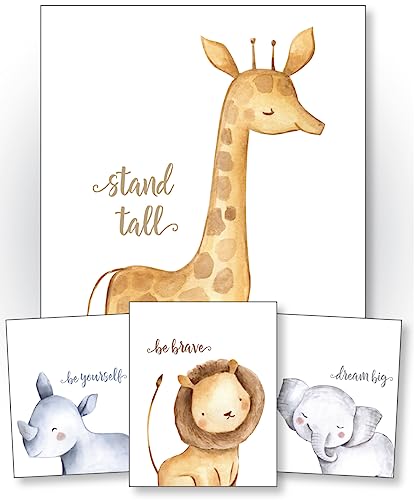 Image of Confetti Fox Safari Animals Nursery Wall Art, Zoo Little Boy's Room, Baby Girl Toddler Kid's Decor Quotes (8x10 Unframed Set of 4 Prints)
