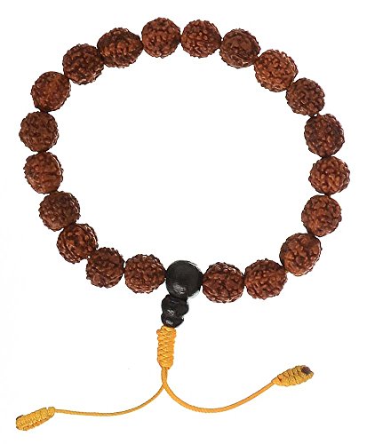 BUDDHAFIGUREN Bracelet Bouddhiste avec Perles de Rudraksha 10 mm