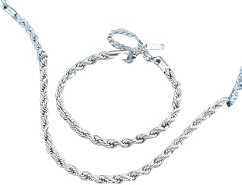 Rope Chain Necklace and Bracelet Set, Bohemian Style Jewelry for Women, 45cm Chain Length, 2 Piece Set