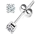 925 Sterling Silver 0.2 tcw Basket Setting 3MM Clear Round CZ Cubic Zirconia Nickel Free Stud Earrings