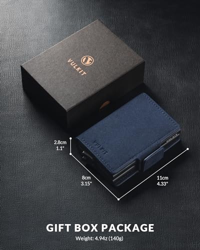 Image of VULKIT Credit Card Holder RFID Blocking Leather Automatic Pop Up Wallet Magnetic Wallet Double Card Case for Men and Women