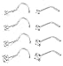 ORAZIO 8Pcs 20G Stainless Steel Nose Studs Rings Body Ear Piercing Jewelry Cubic Zirconia Inlaid