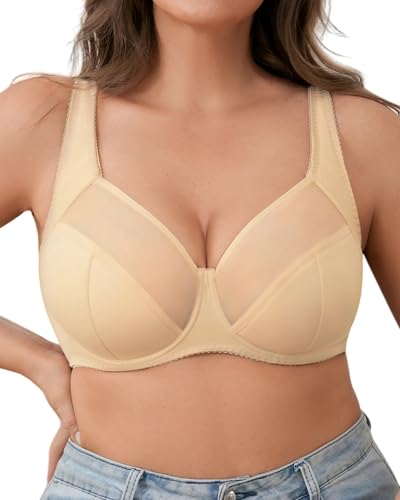 Image of Minimizer Bra for Women, Full Coverage Bras with Underwire, Plus Size Mesh Bralettes for Large Breasts