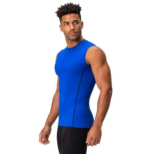 Image of DEVOPS 3 Pack Men's Athletic Compression Shirts Sleeveless | Gym Training, Running, Moisture Wicking, Compression Fit, 4-Way Stretch, UPF 50+, Sleeveless