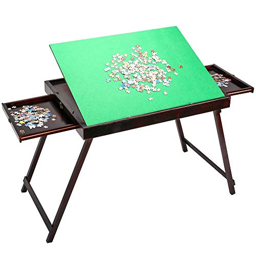 Wooden Jigsaw Puzzle Table for Adults & Kids,Portable Folding Tilting Table for Puzzle Games with Storage & Drawers,Multifunction Home Furniture