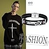 INFINIONLY Mens Teenagers Multi-Layer Black Leather Braided Bracelet Fashion Stainless Steel Bracelet with Creative Guitar for Boys #4
