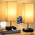 GOLSPARK Bedside Lamps Set of 2, Table Lamp for Living Room USB C USB A Charging Ports, 3 Way Dimmable Nightstand Lamps, Beige Lamp Shade Touch Lamps for Bedrooms LED Bulb Included