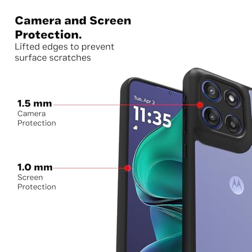 Image of RIGGEAR Shockproof Sleek Hybrid Armor Back Cover Case for Motorola Moto Edge 60 Stylus 5G (Clear PC with Black TPU Bumper)