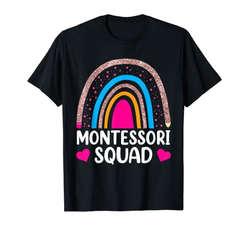 Funny Montessori Teacher Squad, 1st Day School Rainbow Camiseta