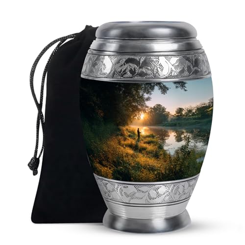 Urns for Human Ashes Fishing - Burial Urns for Adult Human Ashes - Memorial for Male Dad 10"