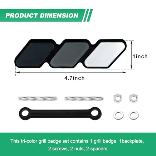 Image of Car Grille Decor Badge, Tri-Color Front Grille Decoration Label Emblem, Creative Badge Decal Auto Bumper Trim Compatible with Tacoma 4Runner, Exterior Car Accessories (Style H)