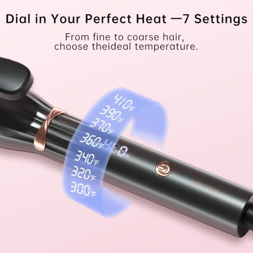 Image of Hahahope Professional 1 1 /2 Inch Curling Iron with Clamp - Large Barrel Curling Wand for Long Hair, Global Voltage, 7 Adjustable Heat Settings, Lightweight Design