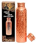 Copper Water Bottle - 34oz - Handcrafted Ayurvedic 100% Pure Copper Water Bottle for Drinking |Men & Women| Leak-Proof Lid BPA Free Non-Insulated & Eco Friendly with Premium Quality for Sport & Travel