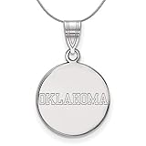 The Black Bow Sterling Silver U. of Oklahoma Medium Disc Necklace - 24 Inch