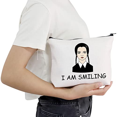 Pofull Tv Shows Inspired Gift Addams Fan Gift I Am Smiling Cosmetic Bag Morticia Fans Gift (I Am Smil Bag) #TOP4