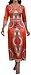 African Dresses for Women V Neck Sexy Long Sleeve Bohemian Traditional Tribal Long Dashiki Maxi Dress Orange