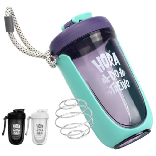 Coqueteleira shakeira Garrafa Premium para Academia, 550ml, com Mola Misturadora e Alça de Transporte- BRANCO-FBK-