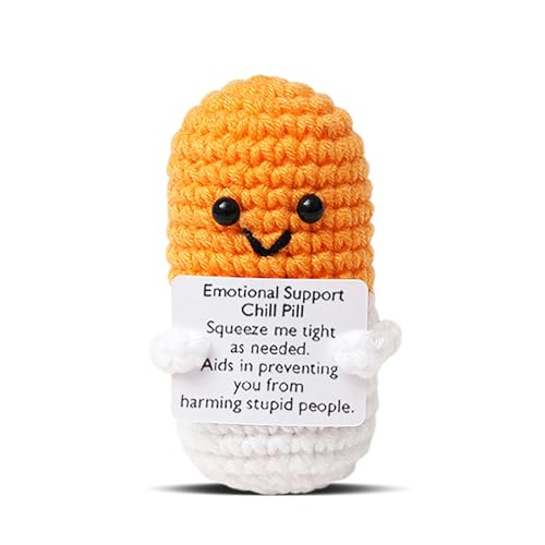 Image of Cute Orange Pill Crochet,Handmade Capsule Knitted with Inspirational Card, CNA Nurse Appreciation Keepsake for Nurses,Doctors, Pharmacists, RN, LPN, Office Decor & Party Favor