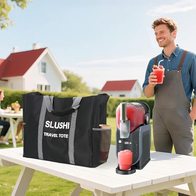 Travel Party Tote for Ninja Slushi Machine FS300 Series and FS299, Slushie Carrying Bag, Slushie Machine Accessories (Black)
