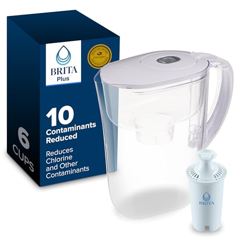Brita Small 6 Cup Water Filter Pitcher, 1 BritaPlus Filter, Metro, Clear (Package May Vary)