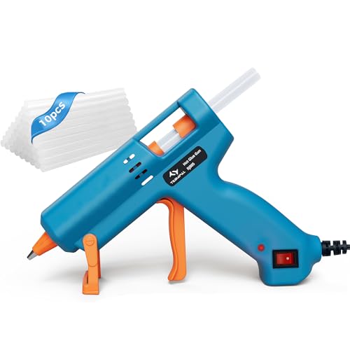 Tilswall Hot Glue Gun Kit（Pack of 1 Hot Glue Gun and 10 Glue Sticks), 50W Mini Melt Gun with 130mm Glue Sticks for Crafting, DIY, Art, Sealing, Home Repairs, Cards, and Glass