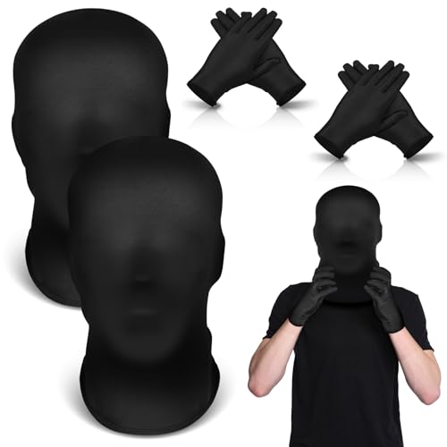 Alaoo Black Full Face Mask Halloween, 4PCS Morph Face Cover with Gloves, Full Head Cover Mask for Cosplay Halloween Dress Up Party Costume Unisex Men Women - Image 7