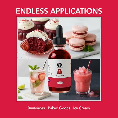 Image of Dolce Flav Natural Super Red Food Coloring - Water-Soluble, Plant-Based, Vibrant Red Color for Baking, Drinks, Frosting, Jams & More - Easy Mix, Concentrated Formula (0.5-2% Use Rate)