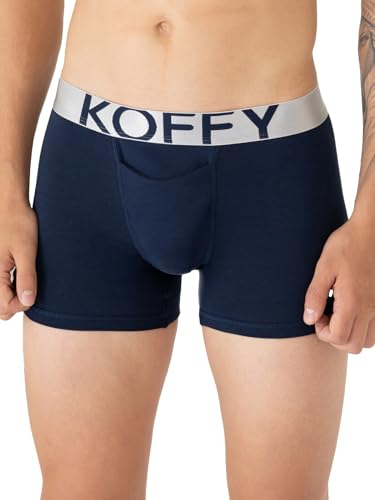 Image of KOFFY Men's Malleable Cotton Lycra Long Trunk with Minus Cutting Pouch I Wrinkle Free I Moisture Wicking Technology