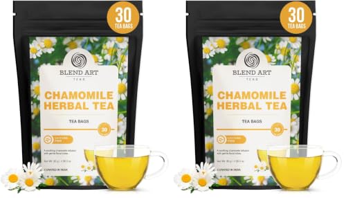 Image of Chamomile Tea For Sleep - Simply 30 Tea bags | SLEEP & RELAXATION | Caffeine Free Flower Based Herbal Tea - Non-Bitter Non-GMO Low Caffeine, Gluten Free Sweet Aroma & Delicious Taste Organic Chamomile Tea | Flower from Dried Flowers & Leaves | Caffeine Free | Loose Leaf Taste | Leaves | For Women & Men