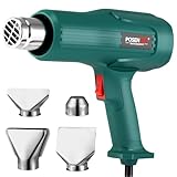 Heat Gun, POSENPRO 2000W Hot Air Gun Kit 350℃ & 600℃ Dual Temperature Settings with 4 Nozzle Attachments Overload Protection for Crafts, Shrink Wrapping/Tubing, Paint Removing, Epoxy Resin