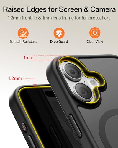 Image of UNBREAKcable Magnetic for iPhone 16 Case 6.1-Inch, Compatible with MagSafe, Full Camera Protection, Built-in Magnetic Ring, Drop Protection Shockproof Slim Phone Cover-Black