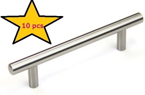 Satin Nickel Cabinet Hardware Euro Style Handle Pull Kitchen Pulls Door Handles Brushed Nickel Knobs Gabinete Pulls 10 Pack 6 Inch Cabinet Knobs Steel for Bathroom Cupboard Door