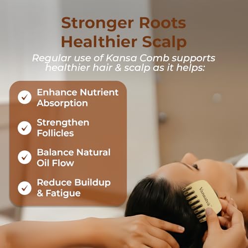 Image of Pure Kansa Comb - Ayurvedic Bronze Scalp Massage Tool for Relaxation, Improved Circulation & Root Stimulation | Handcrafted Natural Comb for Healthy-Looking Hair & Scalp Wellness
