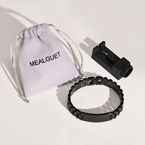 Mealguet Personalized Dad Bracelet, Custom Engrave Message Masculine Stainless Steel Watch Band Style Link Bracelet Id Bracelet For Daddy Papa Men,To My Dad Bracelet For Father's Day Gift, Birthday #TOP3