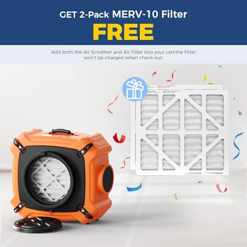 Image of ALORAIR PureAiro HEPA Max 970 Air Scrubber with UV-C Light, 750CFM, Orange