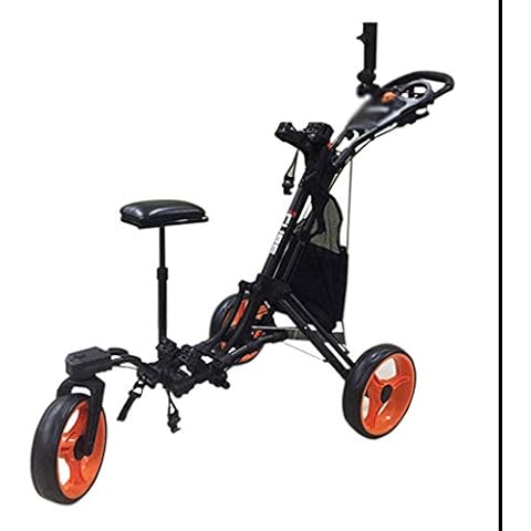 haozai 3 Wheel Foldable Golf Trolley Holder With Adjustable Push Handle And Scorecard And Foot Brake Multi-Function Panel Easy Carry And Fold Cover