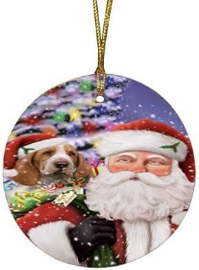 Summertime Tropical Island Beach Bracco Italiano Puppy Round Flat Ornament - Pet Decorative Hanging Ornaments for Christmas X-mas Tree Decorations - 2.75" Round Flat Ceramic Christmas Ornament POR1631