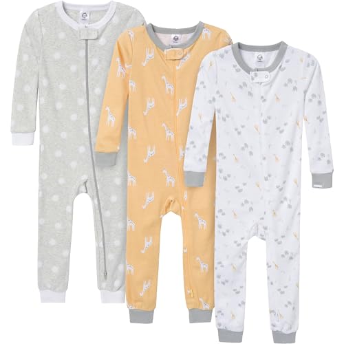 Image of Gerber Unisex-Baby 3-Pack Snug Fit Footless One-Piece Cotton Pajamas