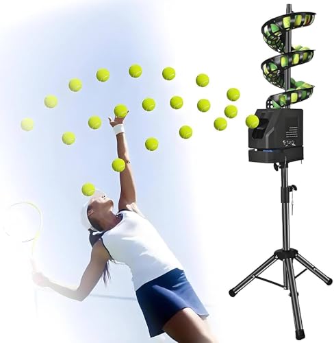 Master Your Game with This Remote Control Tennis Ball Machine – Automatic Feeder Launcher, Portable and Lightweight with 33-Ball Hopper, Ideal for Solo Training