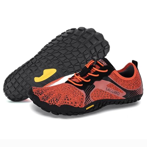 Saguaro Masculino Zapatos De Playa Respirable Antideslizantes Zapatilla Minimalista De Barefoot Mujer Casual Elástica Robustas Cómodo Calzado Para Caminar Trekking Deporte Acuático, Agua Naranja 41