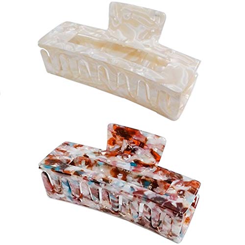 Large Tortoise Shell Claw Clip 4.1 Inch Cellulose Acetate Hair Claw Banana Clips Hair Claw Clips French Design Hair Jaw Clamp for Women Girls (2 Pack)