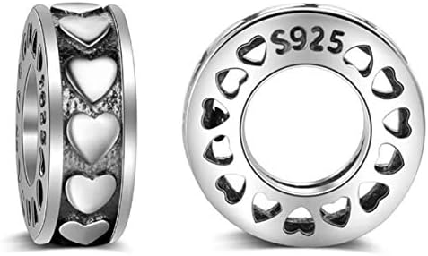 2 PCS Solid 925 Sterling Silver Beads Rubber Spacer Focal Round Stopper Beads for Charm Bracelets European Story Charm
