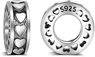 2 PCS Solid 925 Sterling Silver Beads Rubber Spacer Focal Round Stopper Beads for Charm Bracelets European Story Charm