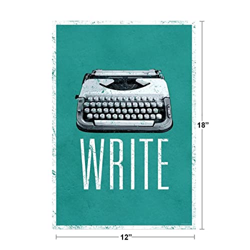 Image of Typewriter Poster Write Retro Vintage Green Creative Writing Writer Classroom College Cool Wall Art Print Poster 12x18