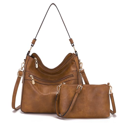 Womens Leather Hobo Handbag Ladies Fashion Tote Satchel Shoulder Crossbody Bags 2pcs Work Purses Set